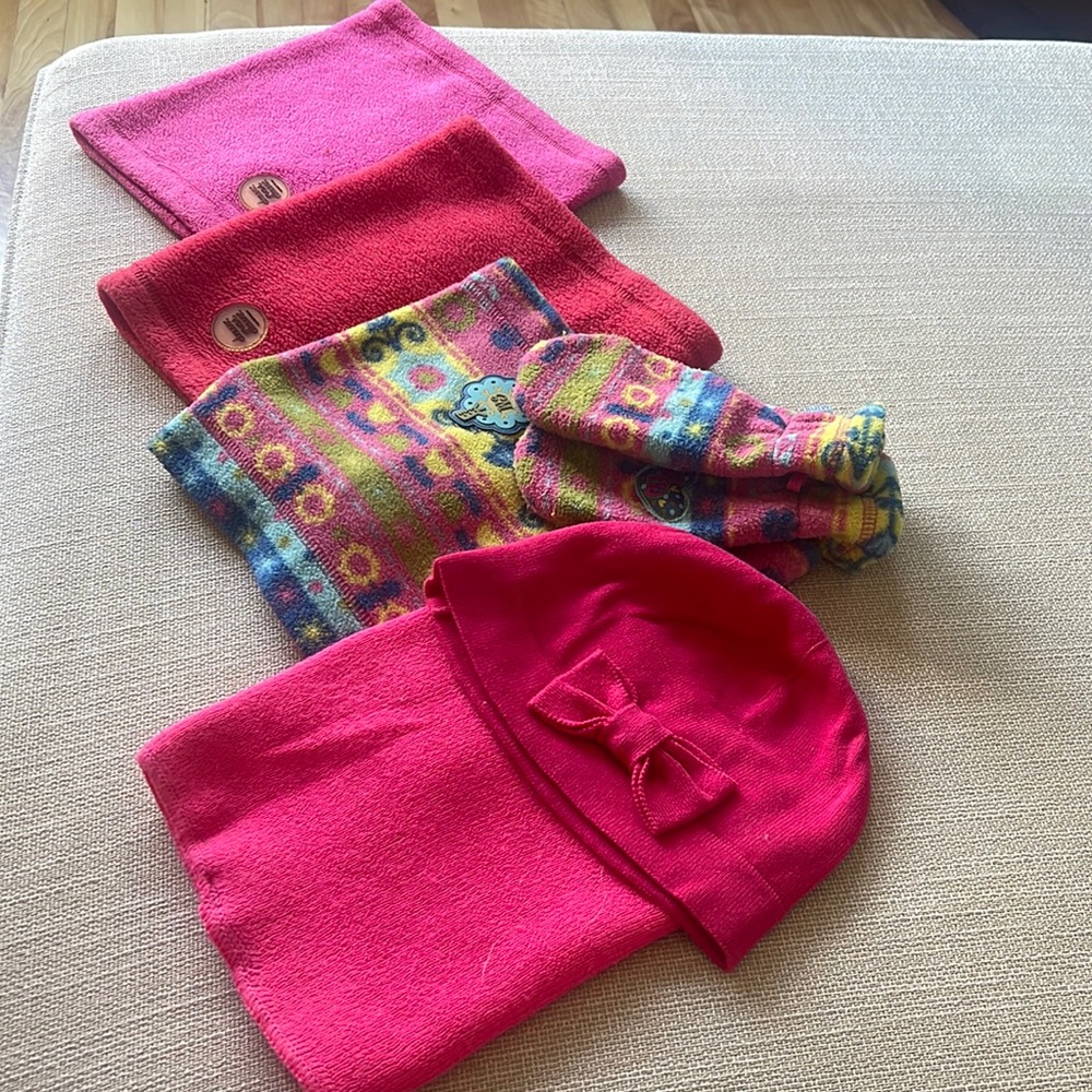 Set . warm winter hat with bumbo from 5 years and older   scarf - trumpet